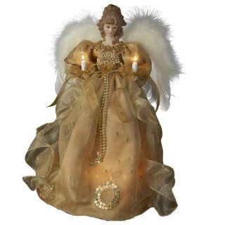 Kurt Adler UL 10 Light Angel Christmas Treetop Figurine, 14 Inch, Gold   Christmas Tree Topper Figurines