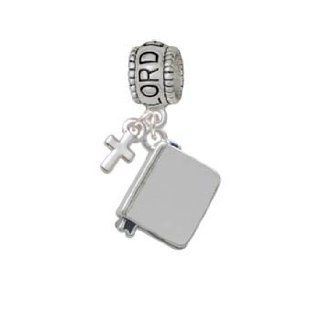 Silver Book Lord Guide Me Charm Bead with Cross Pandora Charm Book Jewelry