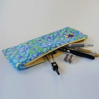 bright pencil case with flower button detail by cherish handmade