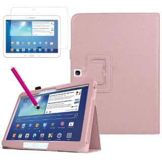 Baby Pink Flip Folio Leather Hard Case Cover with Screen Protector For Samsung Galaxy Tab 3 10.1" P5200 Computers & Accessories