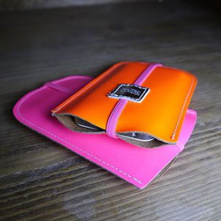 flourescent personalised leather phone cover by deservedly so