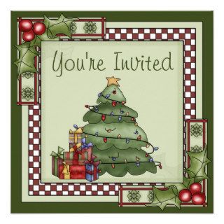Cute Christmas Holiday Birthday Invitation