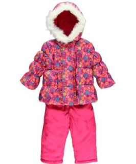 Weatherproof Baby Girls Floral Print 2 Piece Snowsuit With Snow Bib Clothing