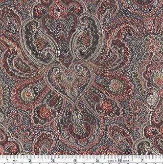 44'' Wide Oriental Brocade Fabric Paisley Black/Red By The Yard