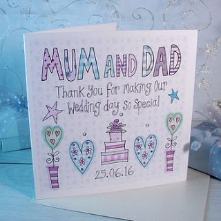 personalised mum and dad thank you card by claire sowden design