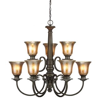 Blayne 9 light Platinum Oak Spindle Chandelier