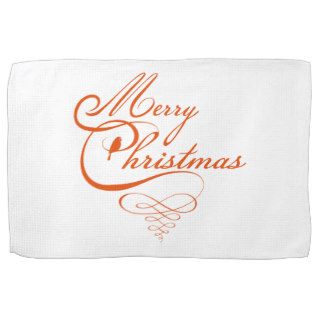 Merry Christmas text design, word art with bird Towels