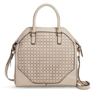 Moda Luxe Perforated Satchel Handbag with Removable Crossbody Strap   Ivory
