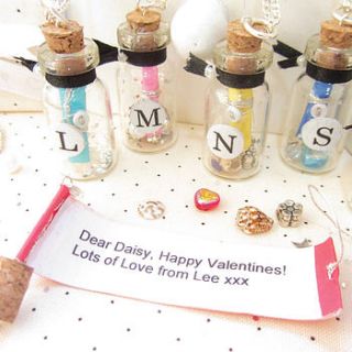 message in a bottle personalised pendant by amber marie