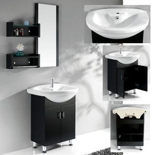 Legion Furniture Ceramic Basin Top Single Sink Bathroom Vanity With Matching Mirror/ Shelves Multi Size Single Vanities