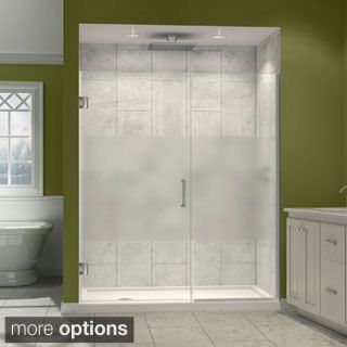 Dreamline Unidoor Plus 72 In. H X 43   44 In. W Frameless Hinged Shower Door, Half Frosted Glass