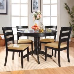 Wilma Black Ladder Back Round Pedestal 5 piece Dining Set