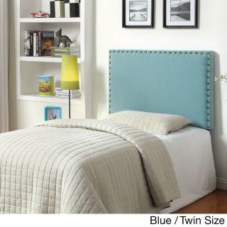Furniture Of America Furniture Of America Adjustable Nailhead Trim Flax Upholstered Headboard Blue Size Twin
