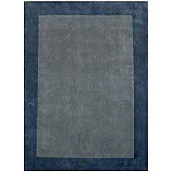 Hand tufted Bordered Blue Wool Rug (6 X 9)