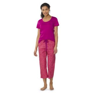 Gilligan & OMalley Womens Tee Shirt/Crop Pajama Set   Springtime Pink L