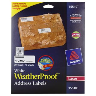 Avery White Weatherproof Address Labels For Laser Printers Pack Of 300