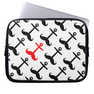 Funny black anstaches pattern one red anchstache laptop computer sleeves
