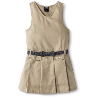 French Toast Girls School Uniform Pleated Jumper w/ Polka Dot Belt   Khaki 4