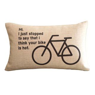 Stick Bicycle and Words Print Decorative Pillows 30CMx45CM Rectangular Throw Pillows Linen Lumbar Cushions  