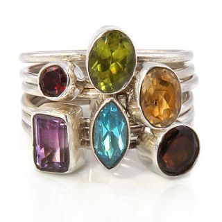 hand crafted gemstone silver stacking ring by charlotte's web