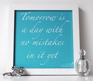 'no mistakes' quote art print by the green gables