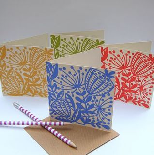set of eight seed heads note cards by treasury