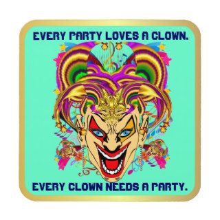 Party Theme 2 Designs Clown Jester  Pick one Beverage Coaster