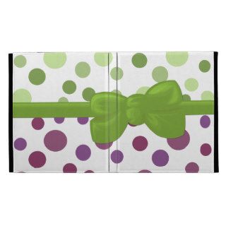 Ribbon and Bow   Retro Dots Spots Purple Green iPad Folio Covers
