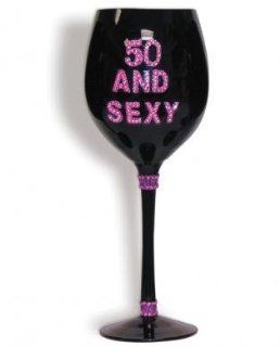 50 and sexy wine glass   black Health & Personal Care