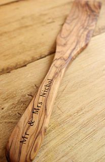 personalised rustic olive wood spatula by the rustic dish