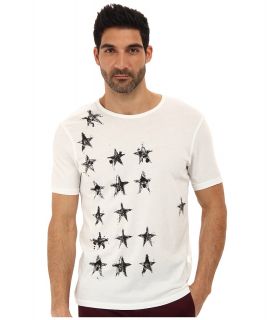 John Varvatos Scribble Stars Graphic Tee Mens Short Sleeve Pullover (White)