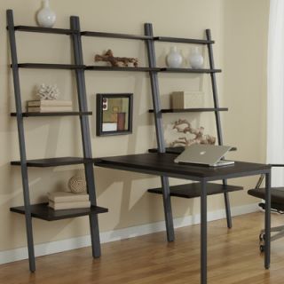 Jesper Office Parson Ladder Five Shelf Bookcase with Peninsula Writing Desk X