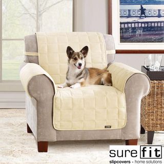 Soft Suede Cream Waterproof Chair Protector