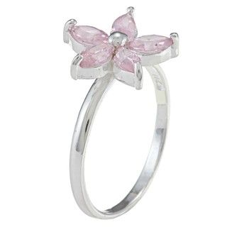 Sterling Silver Pink Cubic Zirconia Flower Baby Ring Children's Rings
