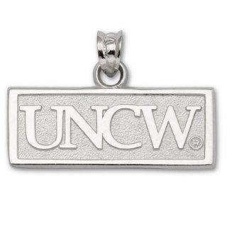 North Carolina (Wilmington) Seahawks "UNCW" Rectangle Pendant   Sterling Silver Jewelry  Charms  Sports & Outdoors