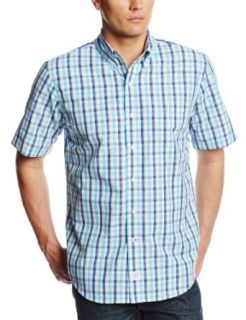 IZOD Men's Short Sleeve Saltwater Two Toned Gingham Button Down Woven at  Mens Clothing store