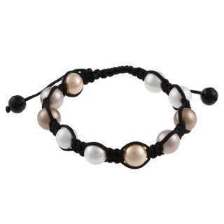 La Preciosa Shell Pearl and Created Hematite Macrame Bracelet La Preciosa Pearl Bracelets