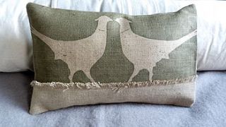 kissing pheasants cushion by helkatdesign