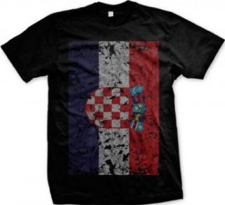 Croatia Flag Men's T shirt, Croatian Country Pride Big Distressed Flag Design Men's Tee Clothing