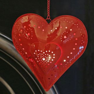 large red heart hanging tealight holder by ella james