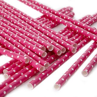 polka dot paper straws hot pink by ginger ray