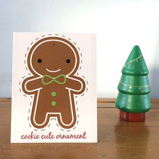gingerbread man christmas ornament postcard by asking for trouble