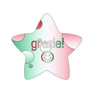 Italian Gifts  Thank You / Grazie + Smiley Face Star Stickers