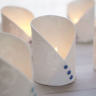 printed porcelain button tea light by penny spooner ceramics