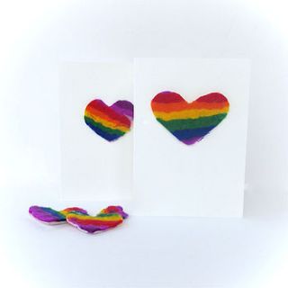 rainbow heart hand felted card by mel anderson design
