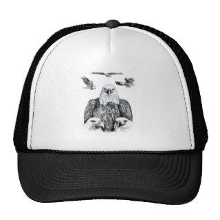 Bald Eagle Collage Pencil drawing sketch Mesh Hats