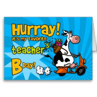 bd scooter cow   teacher greeting card