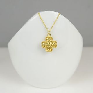 22 k gold plated filigree cross necklace by begolden