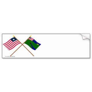 Crossed Liberia and River Gee County Flags Bumper Sticker
