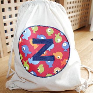 child's personalised fish gym/kit bag by charlie milly design